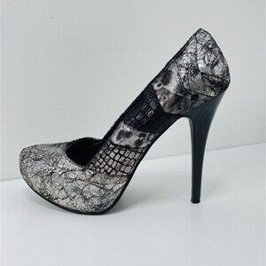 BKE Sole Womens Size 6.5 Stiletto Pumps Heels Platforms Metallic Animal Print